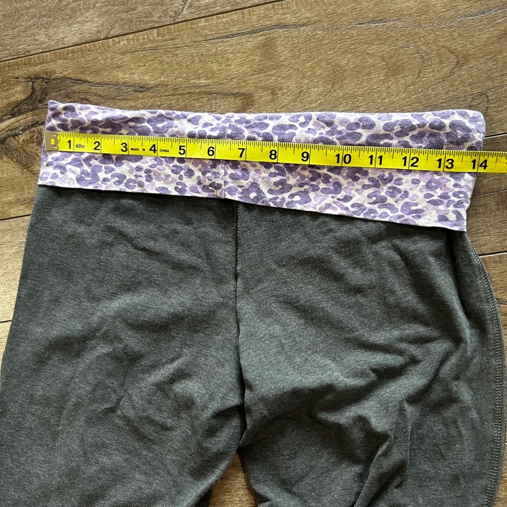 Y2K Aeropostale Women's Gray Purple Fold Over Leggings Flare Leg Sz Medium - Picture 7 of 9